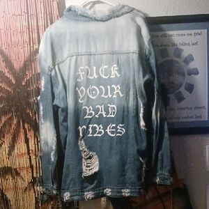 GJG Denim Distressed Blue Jean Jacket